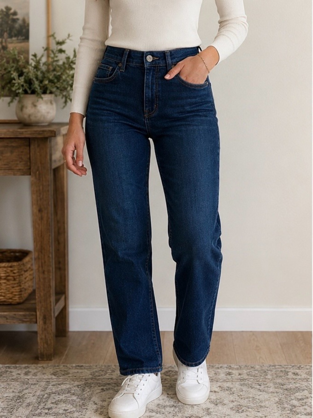 Style & Co. Petite High Rise Straight Leg Jeans NWT Women’s 10P Dark Wash